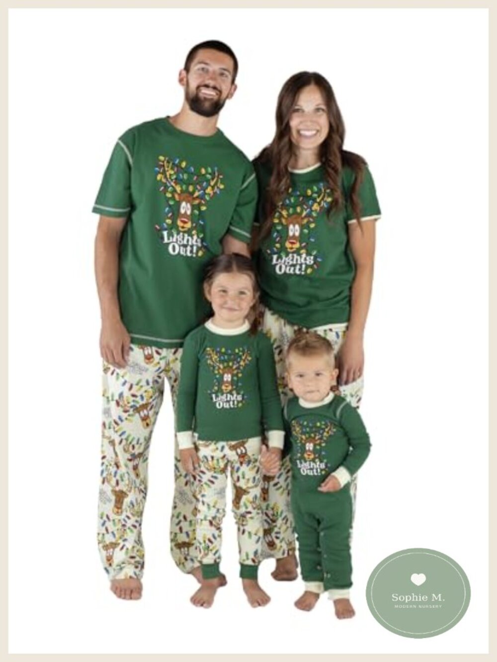 Matching Christmas Family Pajama Sets Reindeer Print Cotton Flannel